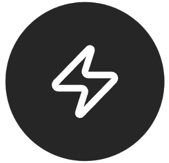 White Thunderbolt Icon in black circle